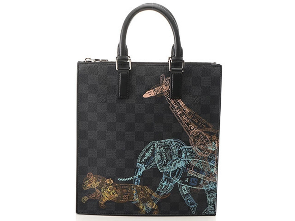 LOUIS VUITTON Sac Plat Messenger Animal Damier Graphite Black Bag